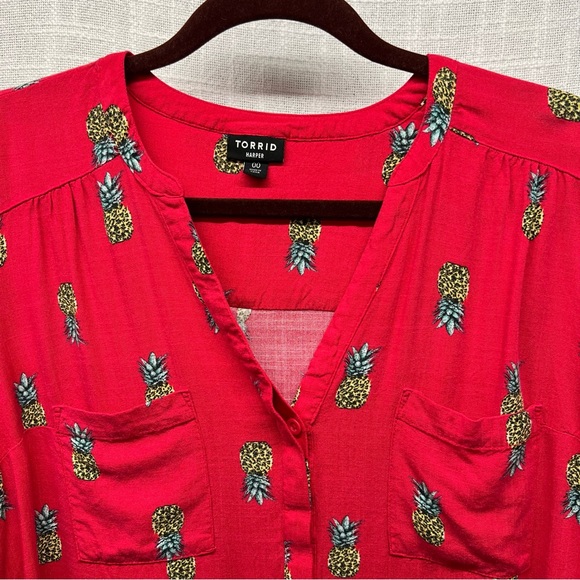 Torrid Harper Pineapple Pullover 3/4 Sleeve Blouse - Plus Size 00 - Picture 5 of 9